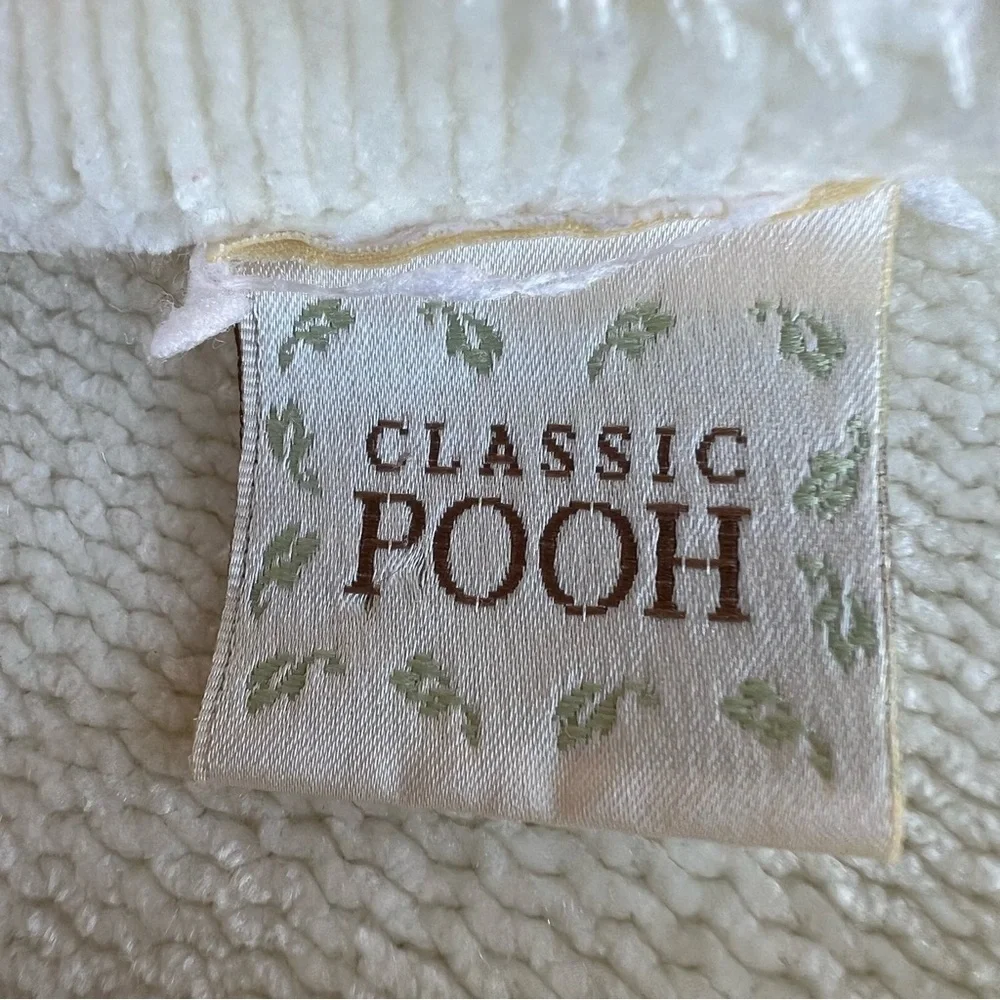 Vintage Classic Pooh Embroidered Chenille Baby Blanket Cream Honey Pot 31x39 GUC